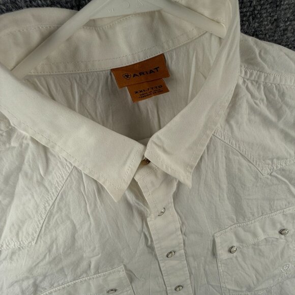 Ariat Long Sleeve Pearl Snap Up Outdoors 2XL White Blue Floral Print Western - Picture 7 of 15